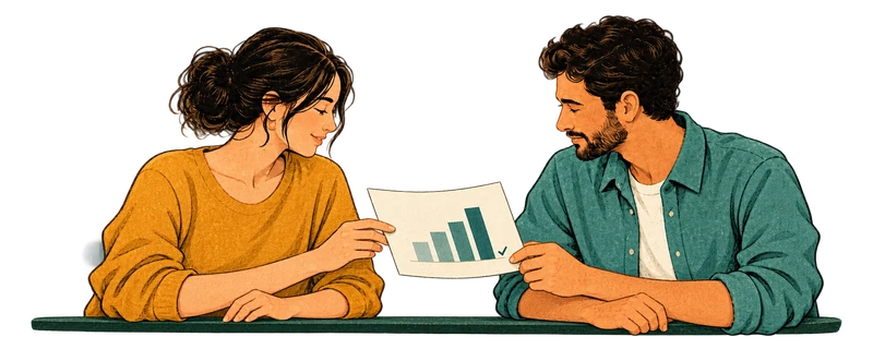 Two colleagues handing over a finished report
